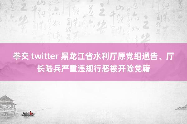 拳交 twitter 黑龙江省水利厅原党组通告、厅长陆兵严重违规行恶被开除党籍